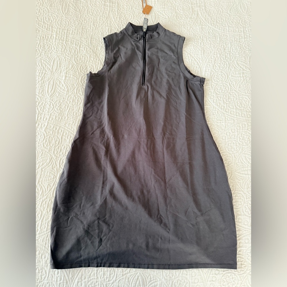 SKIMS New Vintage Dress in size 2X Ash NWT Sleeveless Mock Neck Zip Front Dress